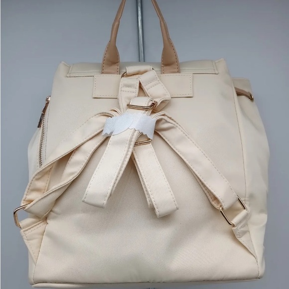 LouLu Ivory Nylon Drawstring Backpack Handbag Purse - Picture 2 of 7